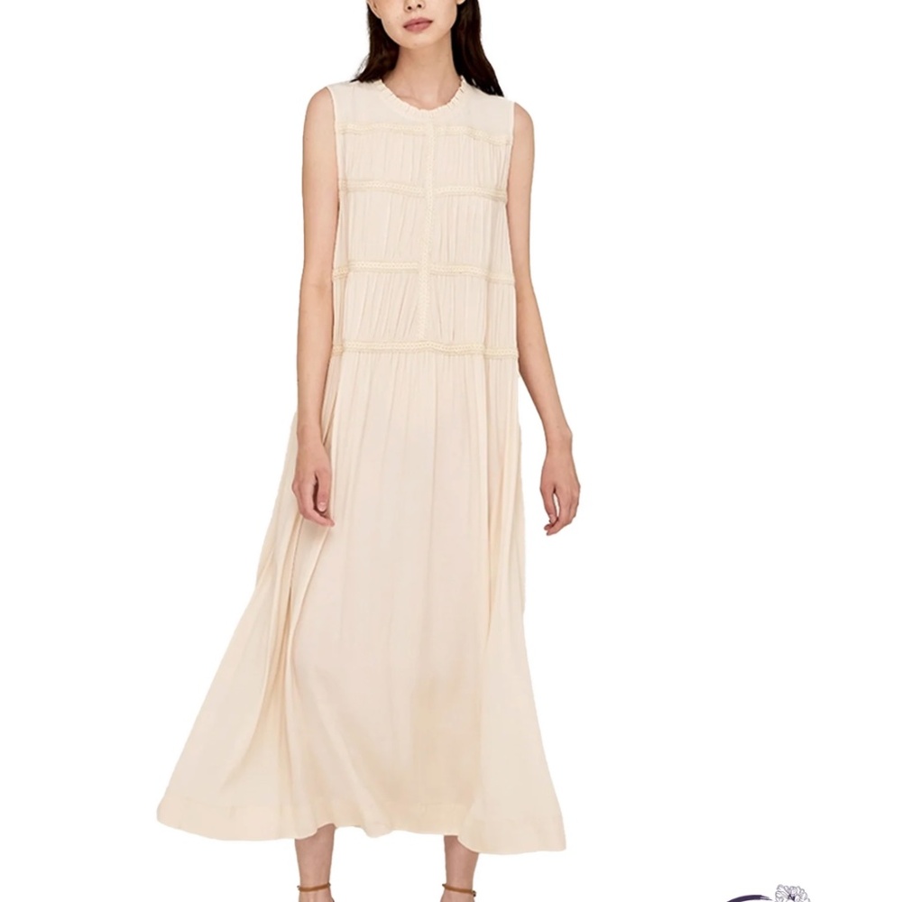 NWT Cream Sleeveless, High Neck, Midi Boutique Dress